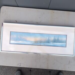 VTG Arnold Alaniz "Twilight Winter" Signed Lithograph 26×10 Landscape Snow Scene